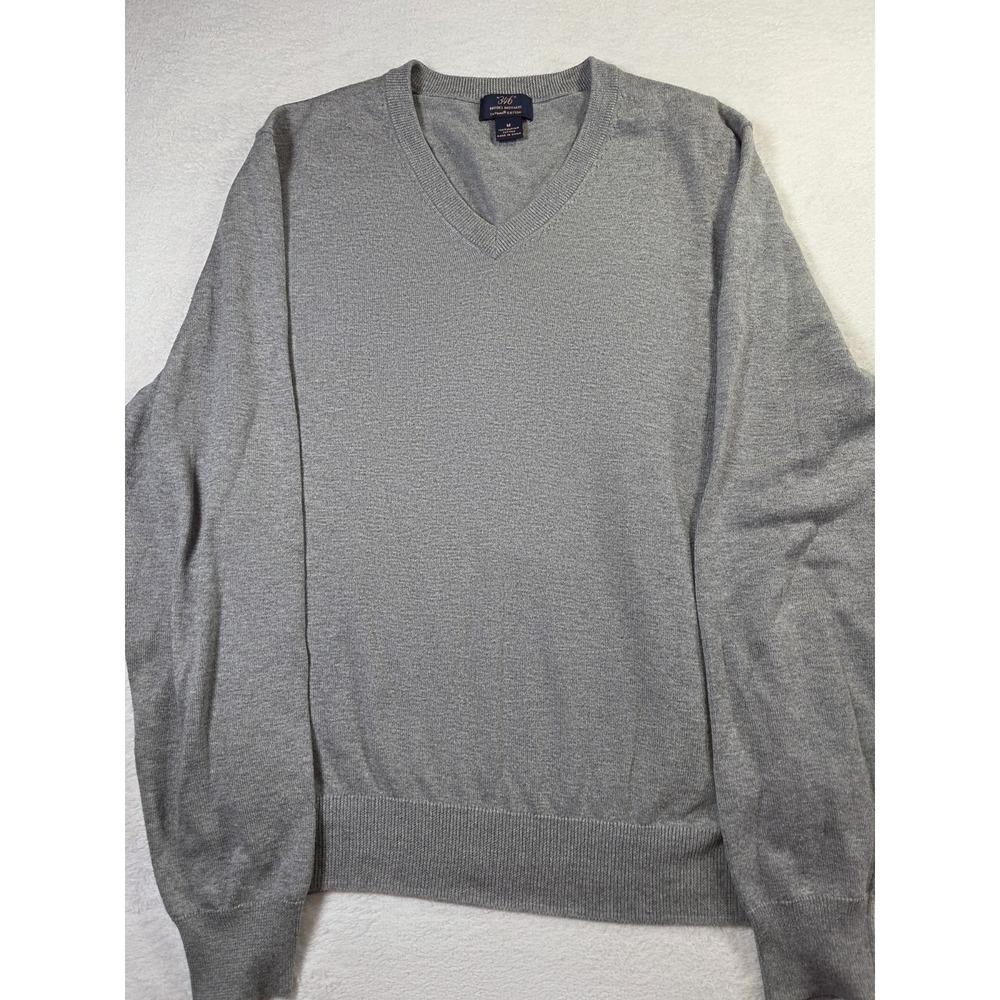 Brooks Brothers 346 Supima Cotton V Neck Sweater Mens M Gray Fine Gauge Preppy